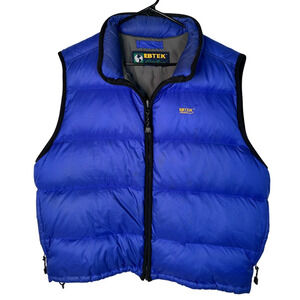 Eddie Bauer Mens XL Ebtek Goose Down Puffer Vest Jacket Full Zip Nylon Ryal Blue